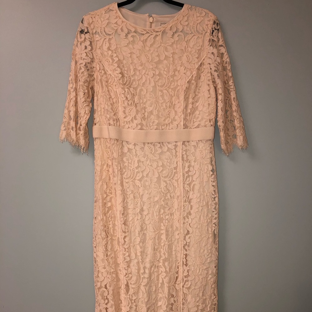 Blush pink lace dress